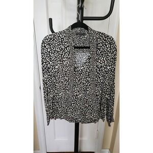 Esprit Womens Blouse Animal Print Black & White & Brown P2P 21 In
